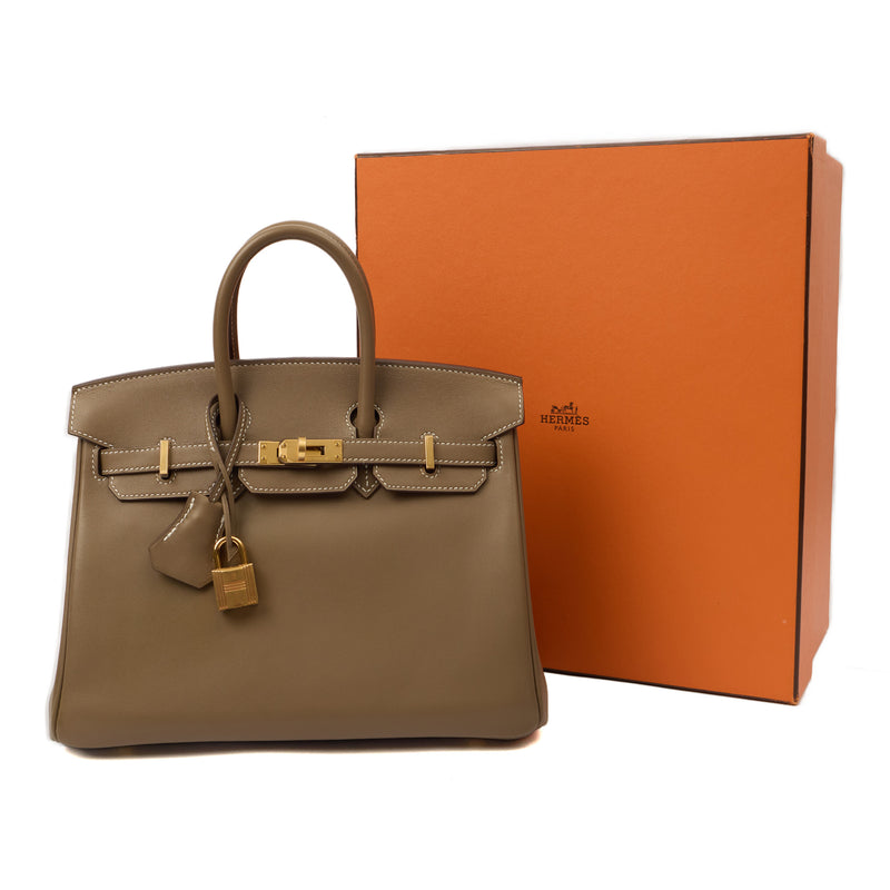 Picture of Hermes Tote Birkin 25 in Etoupe, Swift (Gulli35) Leather