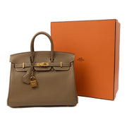 Picture of Hermes Tote Birkin 25 in Etoupe, Swift (Gulli35) Leather