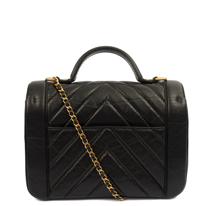Picture of Chanel Top Handle Coco Top Handle in Black, Crinkled Calfskin Leather
