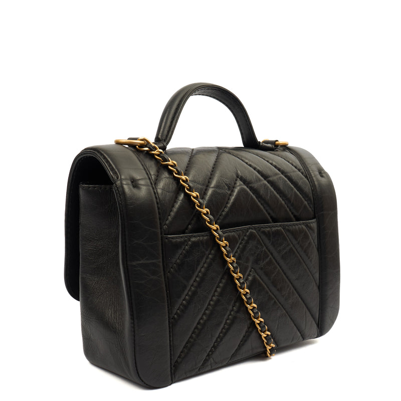 Picture of Chanel Top Handle Coco Top Handle in Black, Crinkled Calfskin Leather
