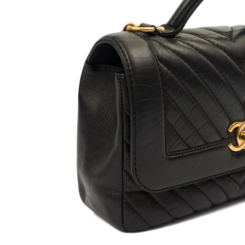 Picture of Chanel Top Handle Coco Top Handle in Black, Crinkled Calfskin Leather