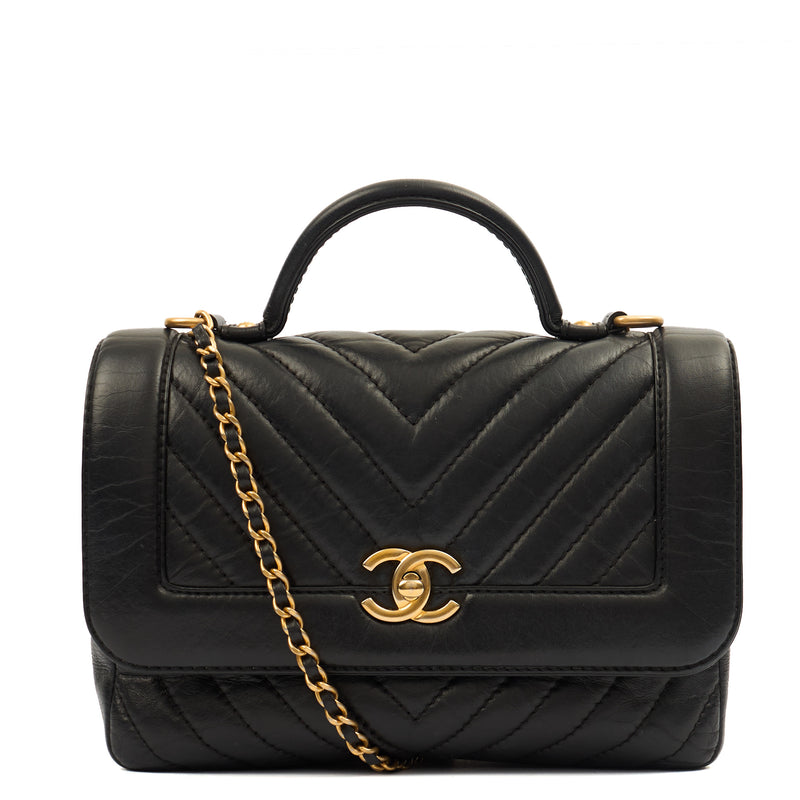 Picture of Chanel Top Handle Coco Top Handle in Black, Crinkled Calfskin Leather