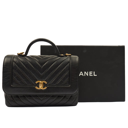 Picture of Chanel Top Handle Coco Top Handle in Black, Crinkled Calfskin Leather