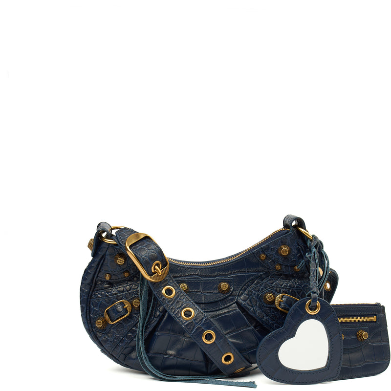 Picture of Balenciaga Shoulder Bag Le Cagole XS in Navy, Exotic Effect Leather
