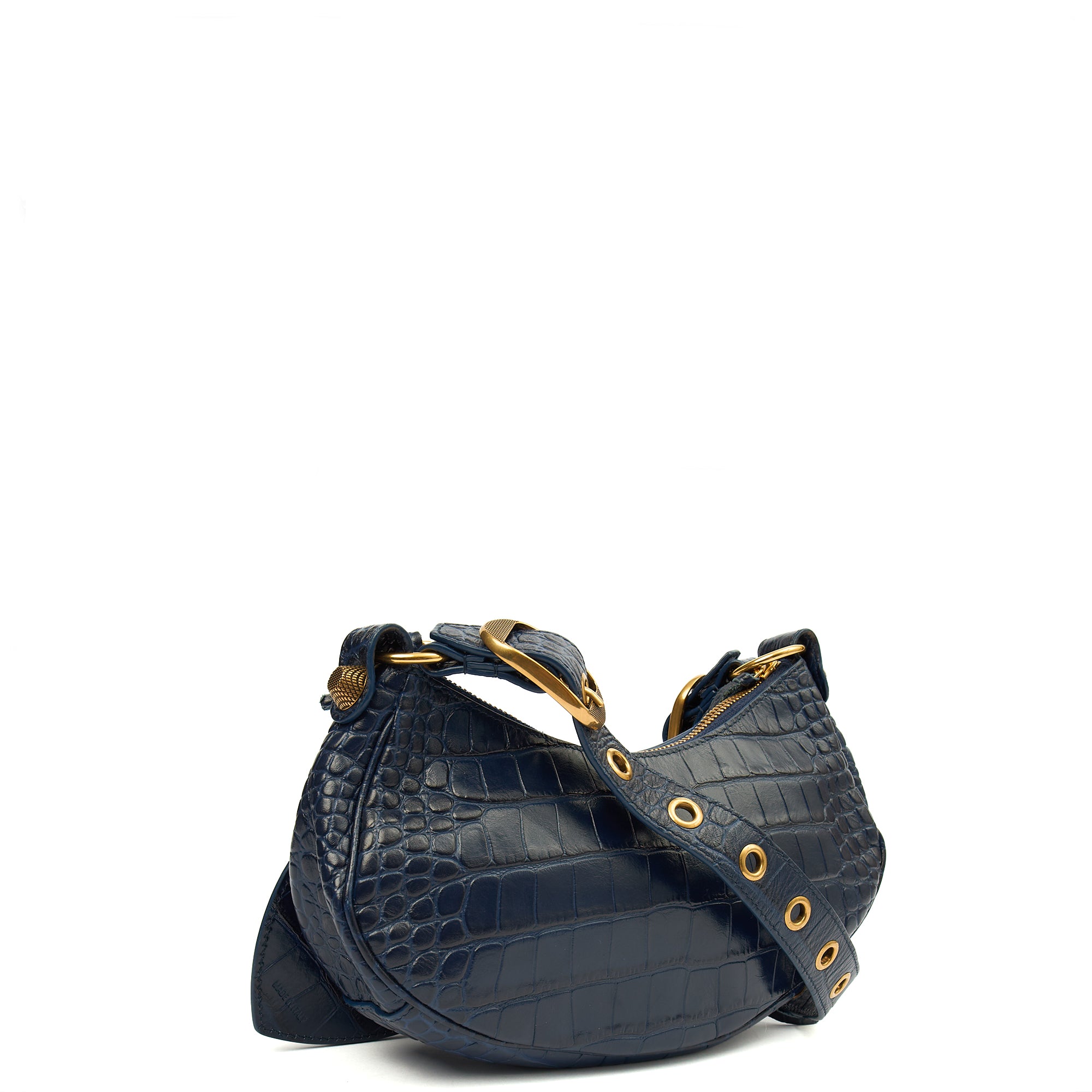 Balenciaga Shoulder Bag Le Cagole XS in Navy, Exotic Effect