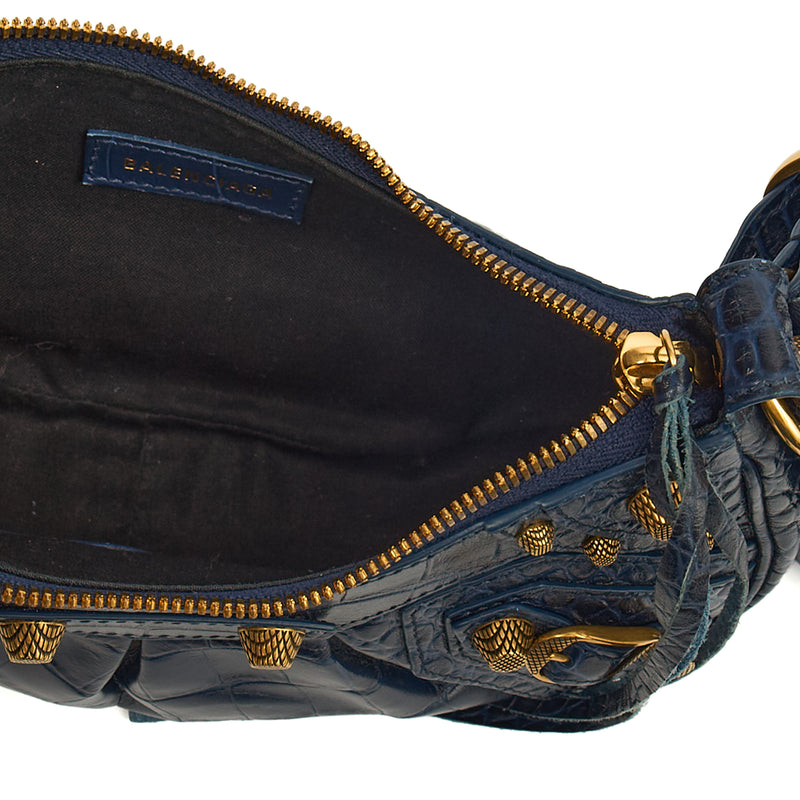 Picture of Balenciaga Shoulder Bag Le Cagole XS in Navy, Exotic Effect Leather