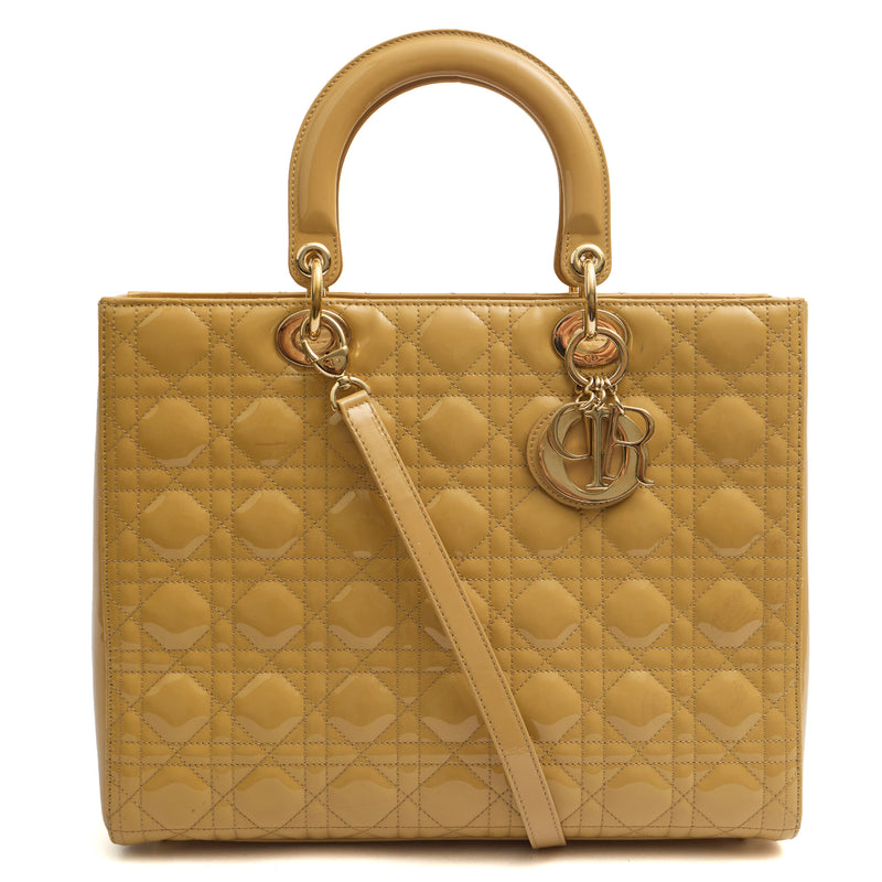 Picture of Christian Dior Tote Lady Dior - Large in Neutral, Patent Leather