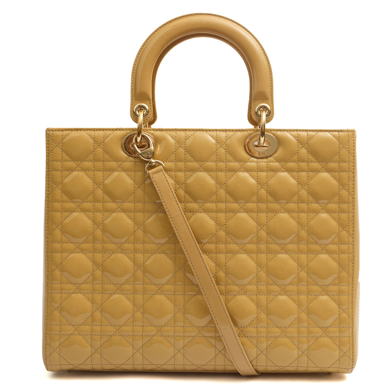 Picture of Christian Dior Tote Lady Dior - Large in Neutral, Patent Leather