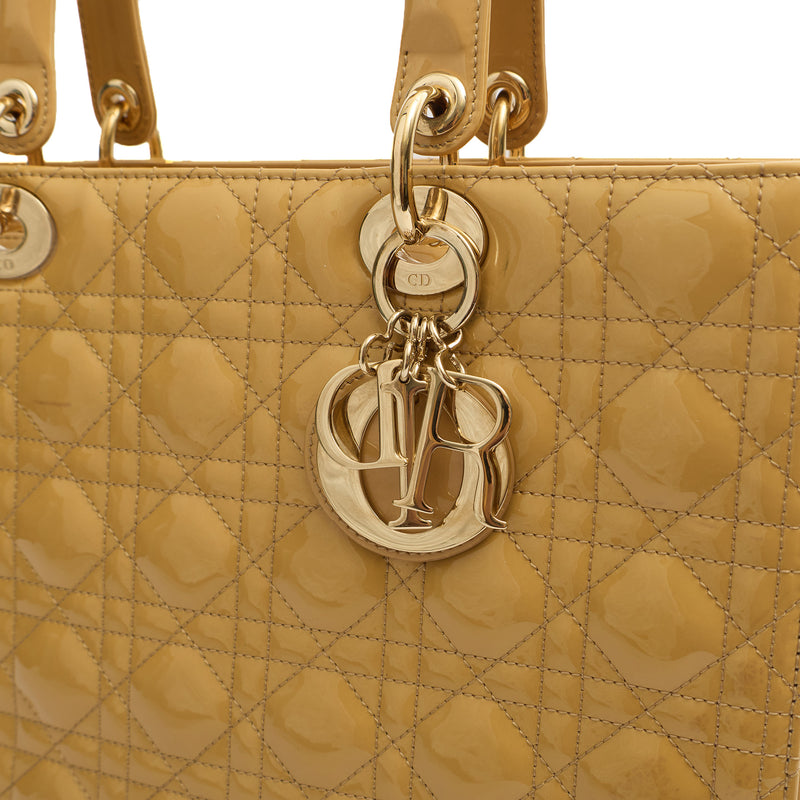 Picture of Christian Dior Tote Lady Dior - Large in Neutral, Patent Leather