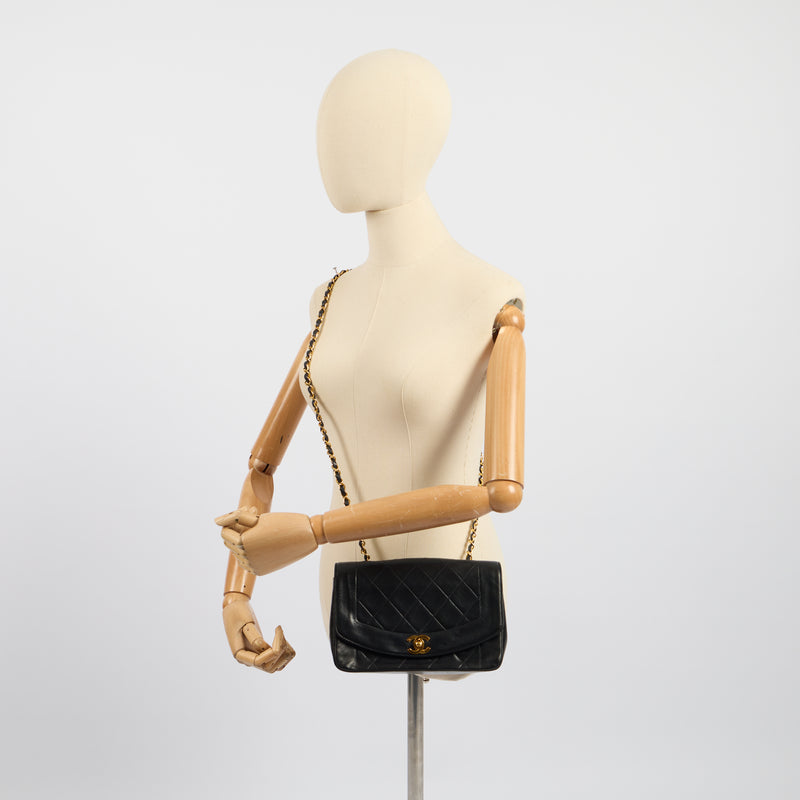 Chanel Cross Body Diana - Small in Black, Lambskin Leather