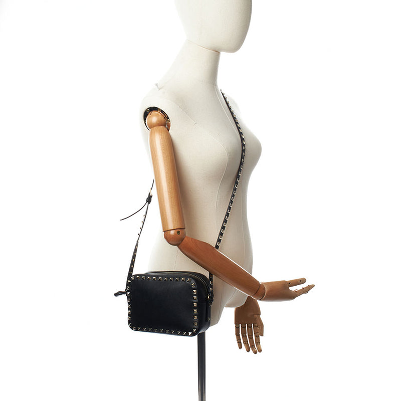 Picture of Valentino Cross Body Rockstud Crossbody Bag - Small in Black, Calfskin