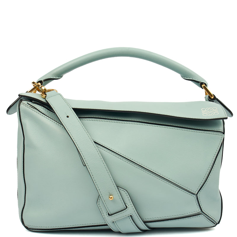 Picture of Loewe Cross Body Puzzle - Medium in Blue, Leather