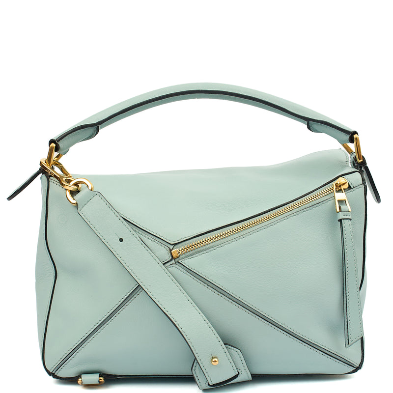 Picture of Loewe Cross Body Puzzle - Medium in Blue, Leather