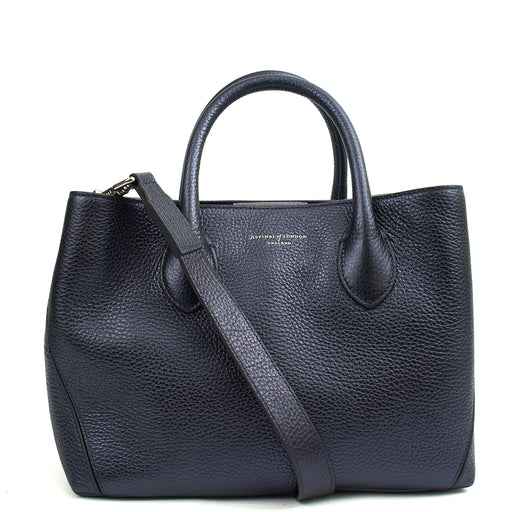 Picture of Aspinal of London Top Handle London Tote - Midi in Blue, Exotic Effect Leather