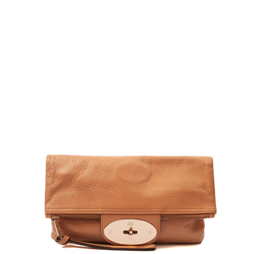 Picture of Mulberry Clutch Postman's Lock Clutch in Orange, Calfskin Leather