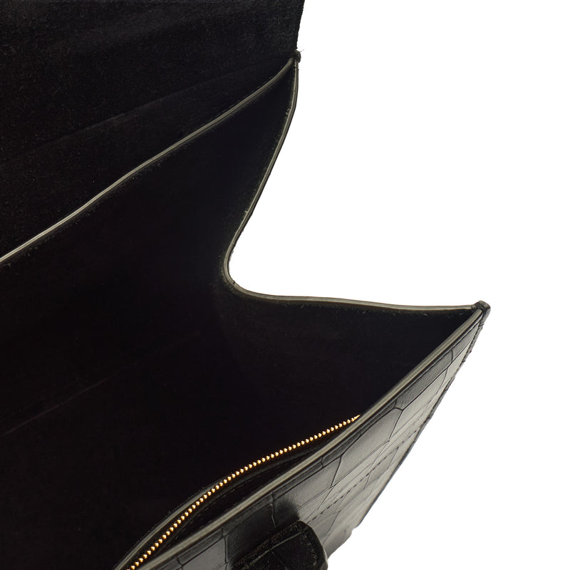 Picture of Mulberry Tote Bayswater with Strap in Black, Exotic Effect Leather