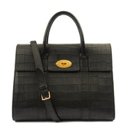Picture of Mulberry Tote Bayswater with Strap in Black, Exotic Effect Leather