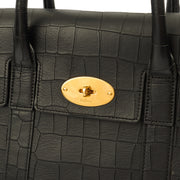 Picture of Mulberry Tote Bayswater with Strap in Black, Exotic Effect Leather