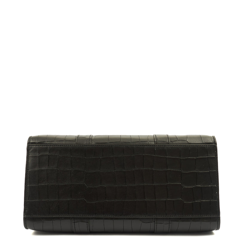 Picture of Mulberry Tote Bayswater with Strap in Black, Exotic Effect Leather