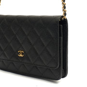 Picture of Chanel Cross Body Wallet on Chain in Black, Caviar Leather