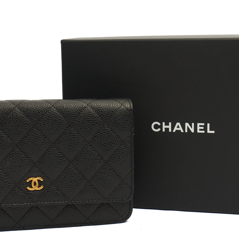 Picture of Chanel Cross Body Wallet on Chain in Black, Caviar Leather