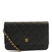 Picture of Chanel Cross Body Wallet on Chain in Black, Caviar Leather
