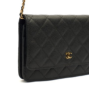 Picture of Chanel Cross Body Wallet on Chain in Black, Caviar Leather