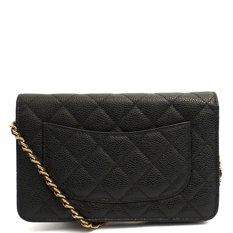 Picture of Chanel Cross Body Wallet on Chain in Black, Caviar Leather