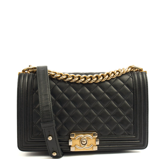 Picture of Chanel Cross Body Boy - Medium in Black, Lambskin Leather