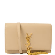 Picture of Saint Laurent Cross Body Kate Small Tassel in Neutral, Calfskin Leather