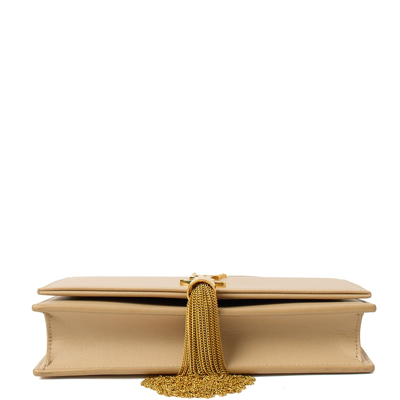 Picture of Saint Laurent Cross Body Kate Small Tassel in Neutral, Calfskin Leather