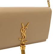 Picture of Saint Laurent Cross Body Kate Small Tassel in Neutral, Calfskin Leather