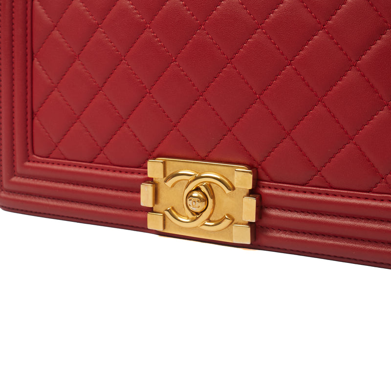 Picture of Chanel Shoulder Bag Boy - Medium in Red, Lambskin Leather