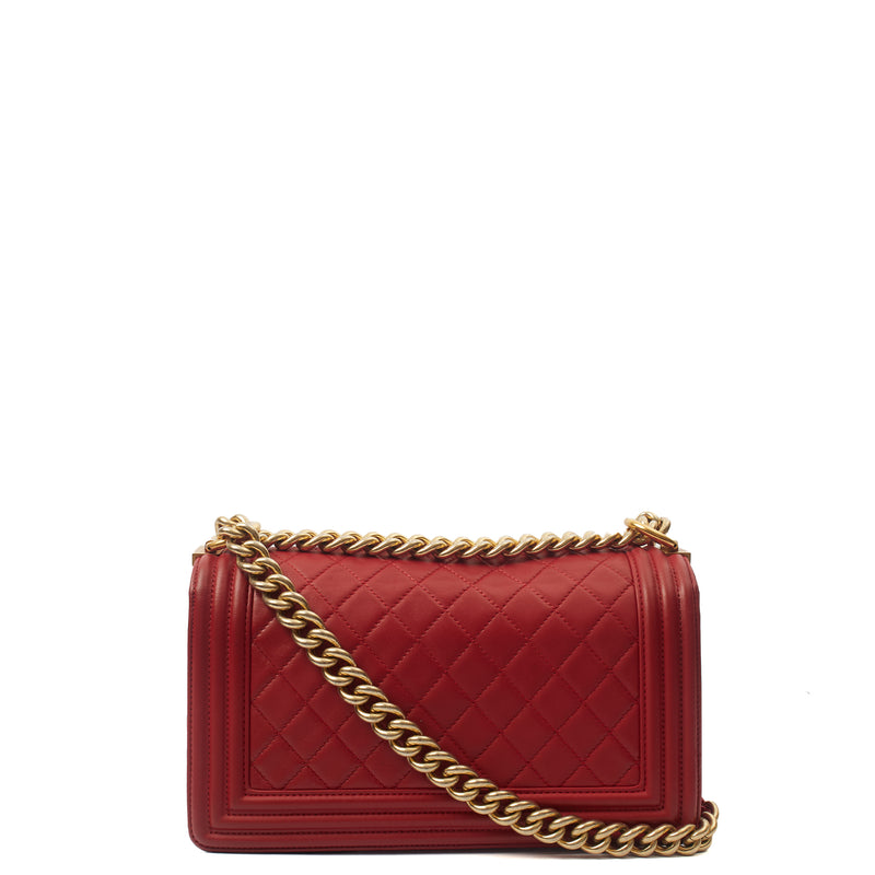 Picture of Chanel Shoulder Bag Boy - Medium in Red, Lambskin Leather