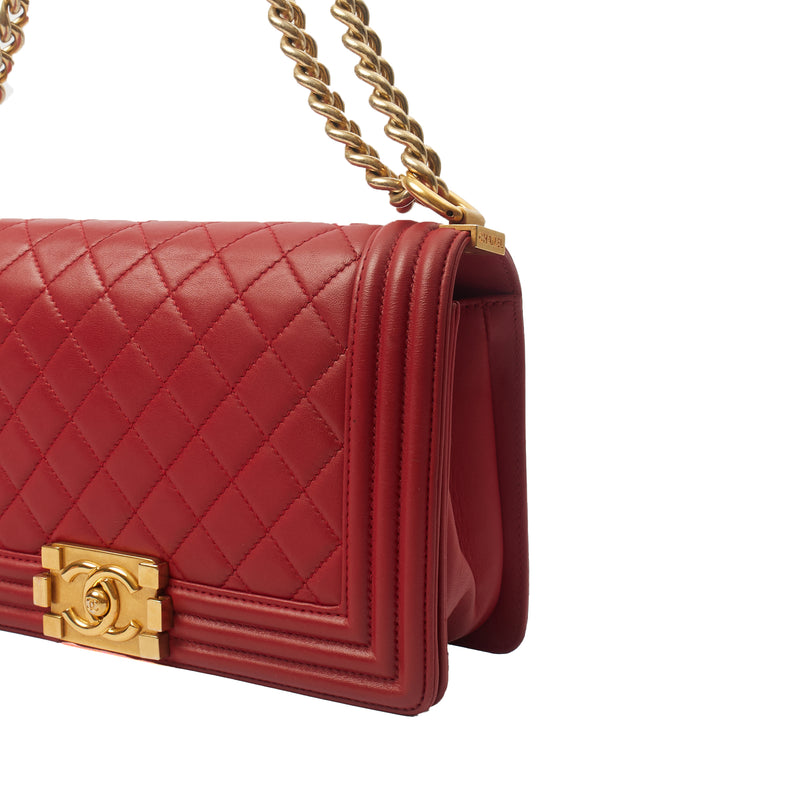 Picture of Chanel Shoulder Bag Boy - Medium in Red, Lambskin Leather