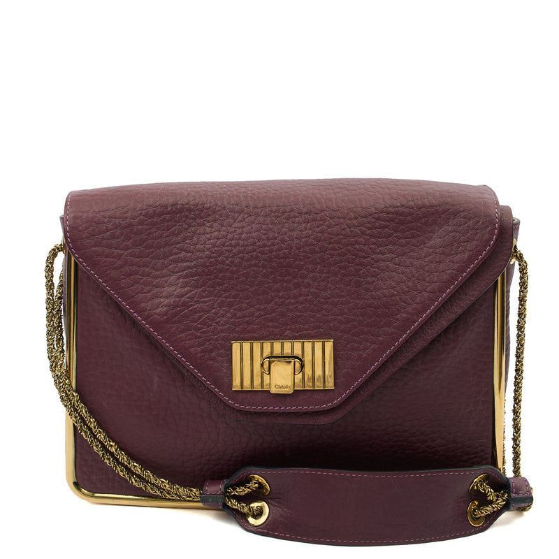 Picture of Chloe Shoulder Bag Sally - Medium in Plum Purple, Calfskin Leather