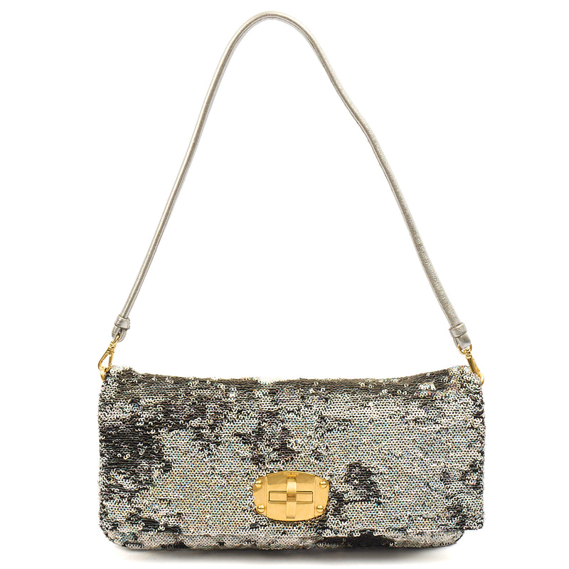 Picture of Miu Miu Shoulder Bag Clutch in Metallic, Canvas