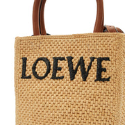Picture of Loewe Cross Body Raffia Tote - Small in Brown, Leather