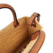 Picture of Loewe Cross Body Raffia Tote - Small in Brown, Leather