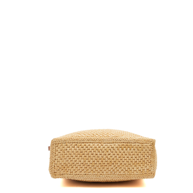 Picture of Loewe Cross Body Raffia Tote - Small in Brown, Leather