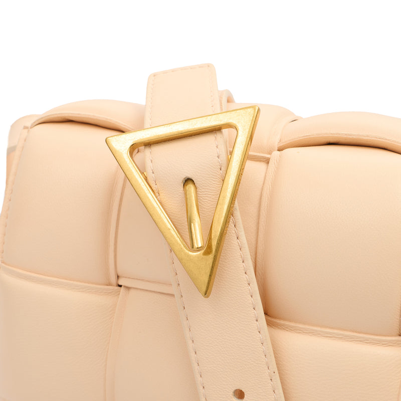 Picture of Bottega Veneta Cross Body Padded Cassette in Porridge, Leather