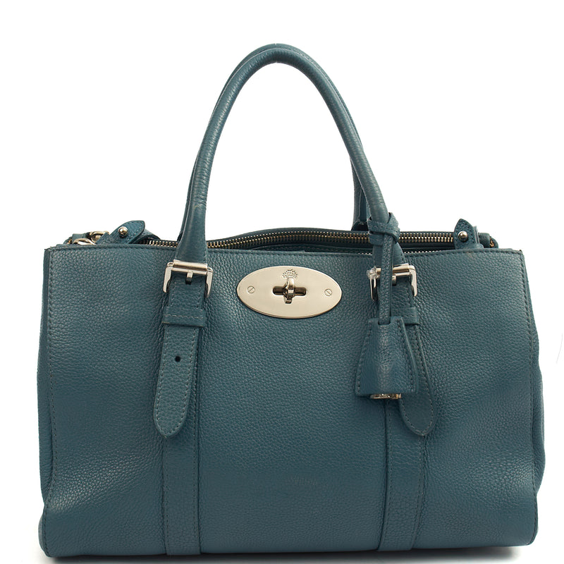 Picture of Mulberry Tote Bayswater Double Zip Tote - Small in Blue, Calfskin Leather