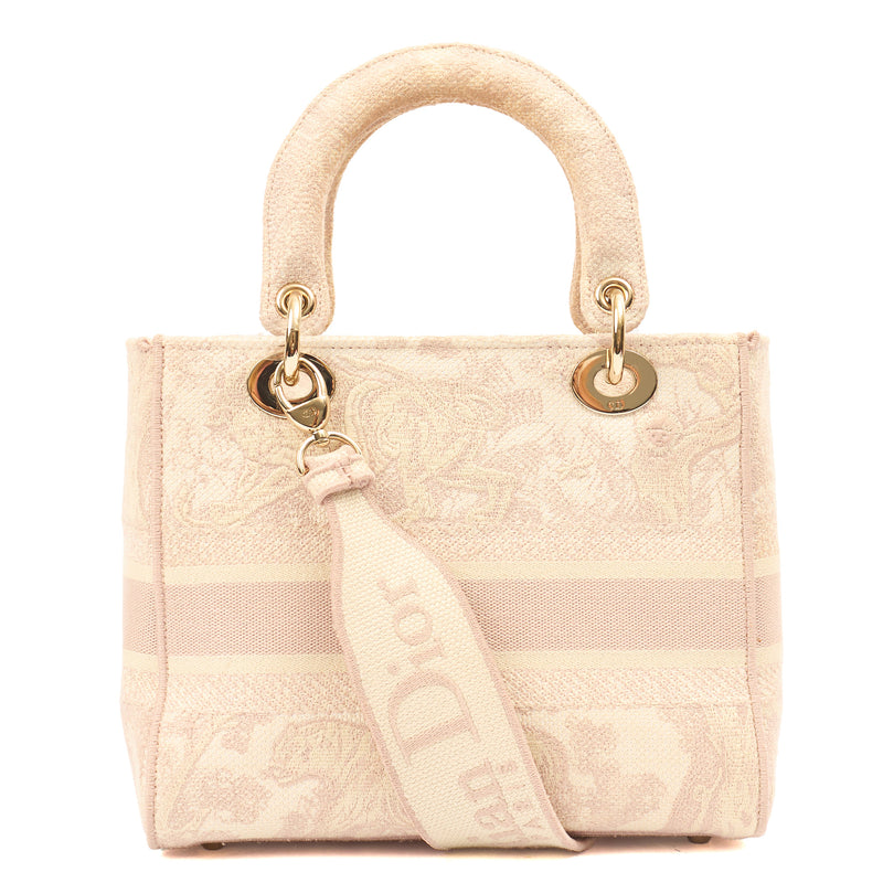 Picture of Christian Dior Tote Lady D-lite - Medium in Powder Pink, Dior Oblique Embroidery