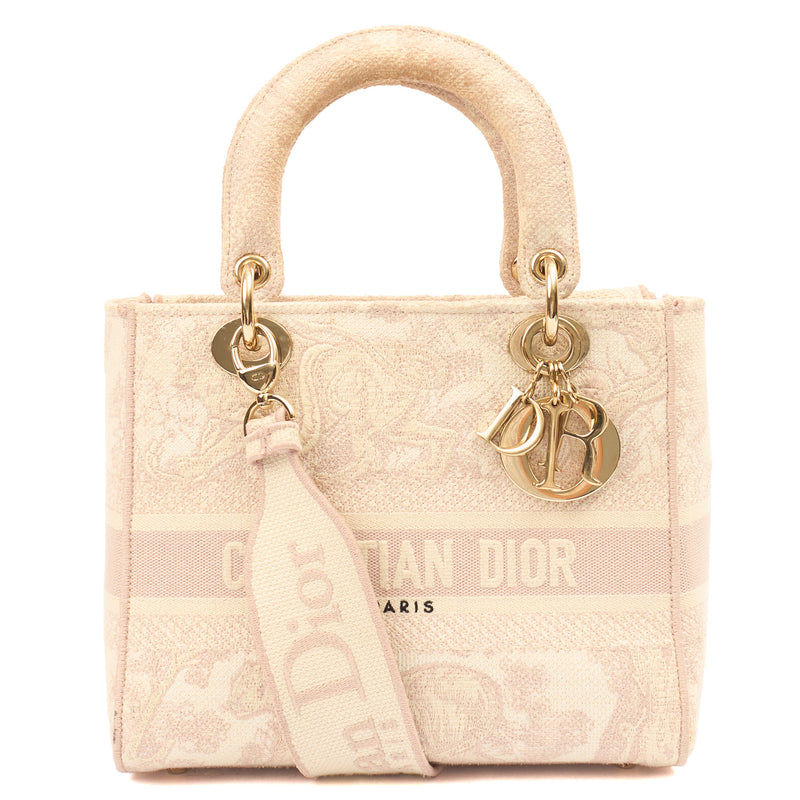 Picture of Christian Dior Tote Lady D-lite - Medium in Powder Pink, Dior Oblique Embroidery