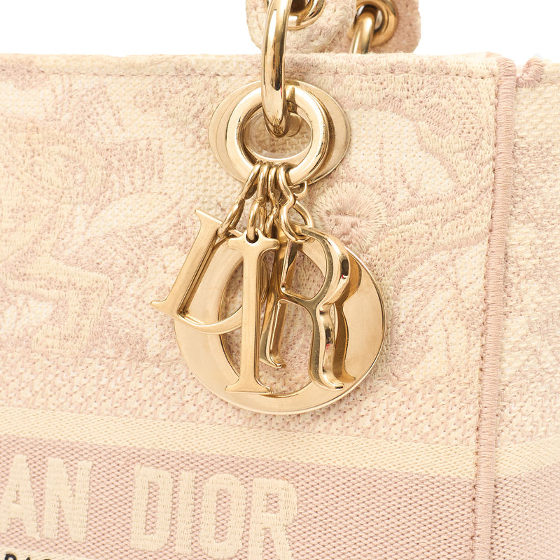 Picture of Christian Dior Tote Lady D-lite - Medium in Powder Pink, Dior Oblique Embroidery