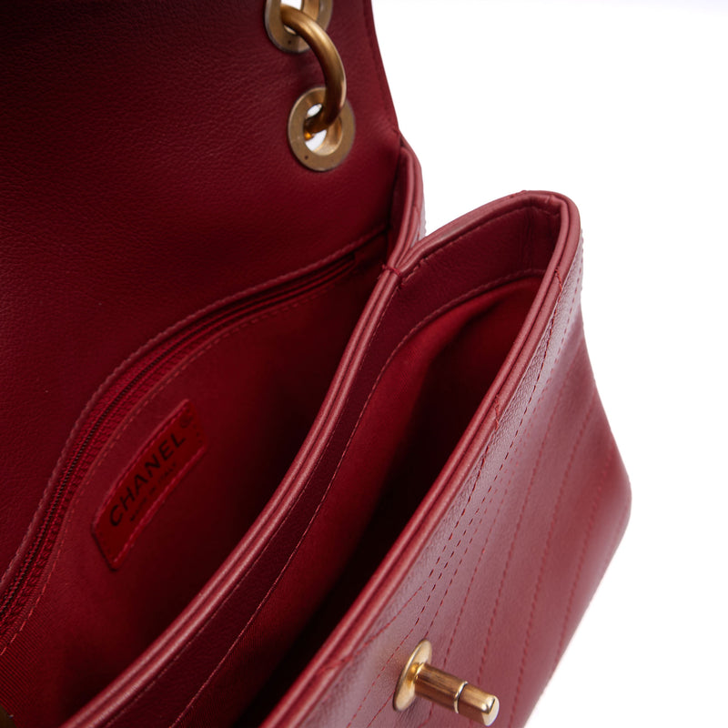 Picture of Chanel Top Handle Flap Bag With Top Handle in Red, Leather