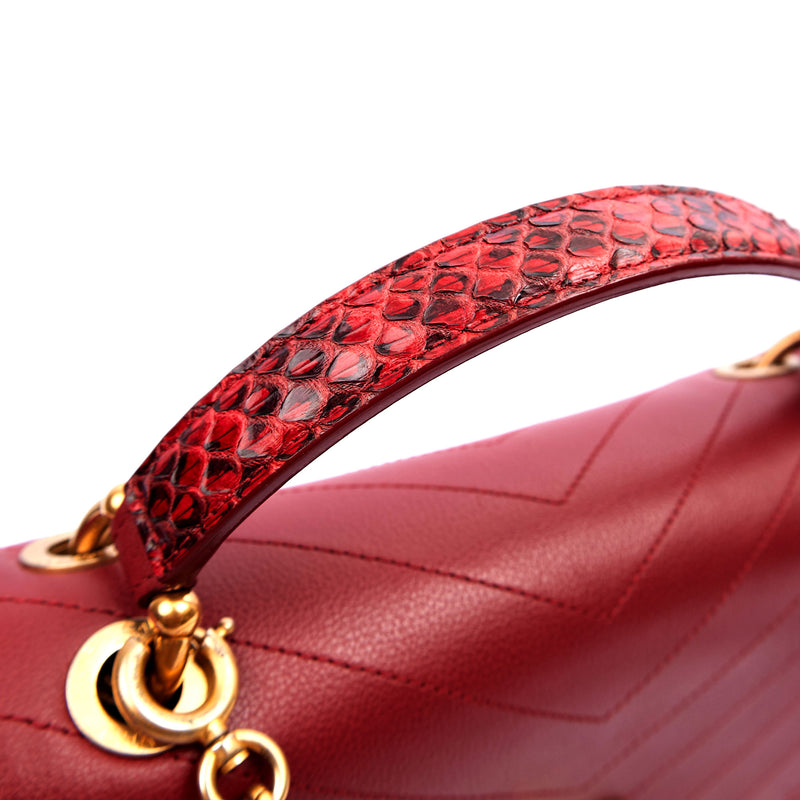 Picture of Chanel Top Handle Flap Bag With Top Handle in Red, Leather