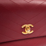 Picture of Chanel Top Handle Flap Bag With Top Handle in Red, Leather
