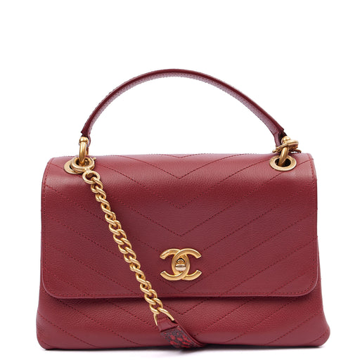 Picture of Chanel Top Handle Flap Bag With Top Handle in Red, Leather