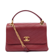 Picture of Chanel Top Handle Flap Bag With Top Handle in Red, Leather